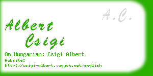 albert csigi business card